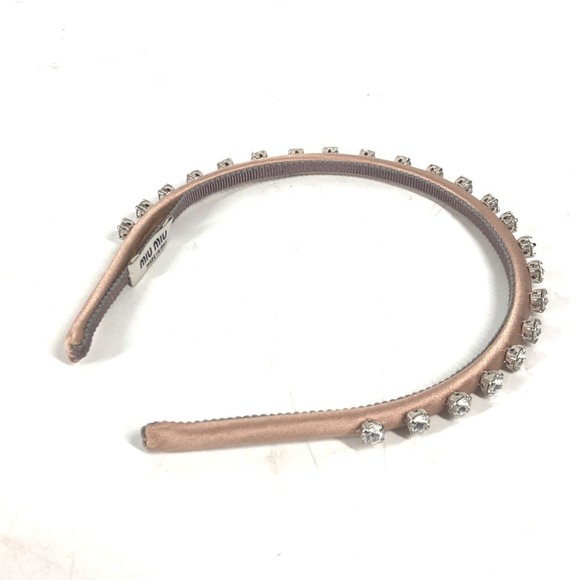 Miu Miu MIU Pearl Hair Accessory Headband Hairband Velour Women's Black - Picture 4 of 10